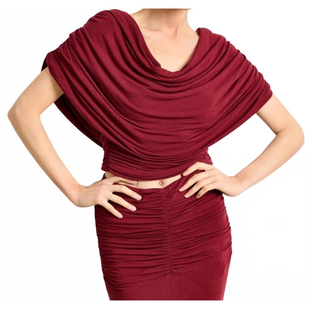 NEW LINE AND DOT mazzy knit top in burgundy
